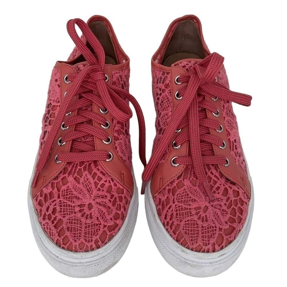 Caslon Sneakers Women's 7.5 Pink Floral See Through Lace Shoes Lace Up